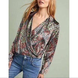 Anthropologie Ett:Twa Velvet Floral Wrap Blazer